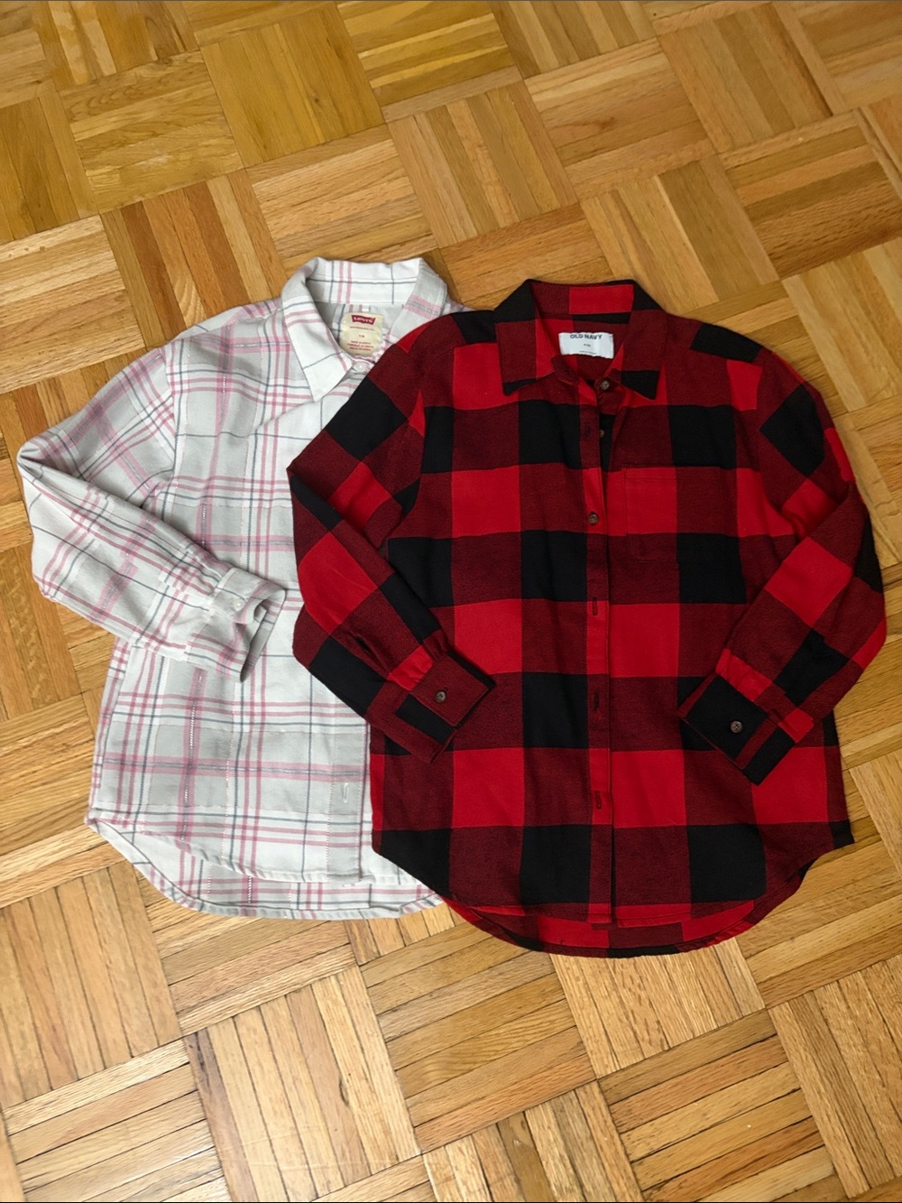 Set of 2 Plaid Button-Down Shirts - Girls Size Medium (7/8) Practically New!